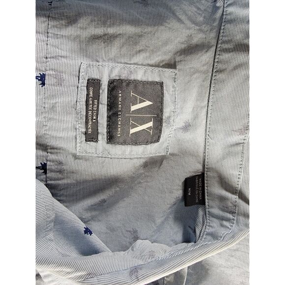 Armani Exchange Fitted Palm Trees Blue Button Shirt - Medium - Picture 6 of 7